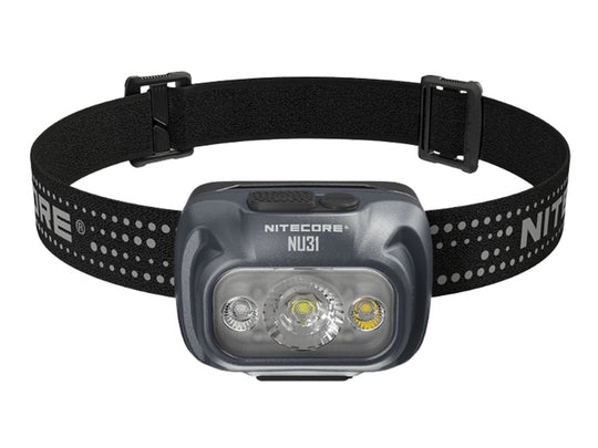 Nitecore NU31 USB-C Rechargeable LED Headlamp - 550 Lumens - Uses Built-in 1800mAh Li-ion Battery Pack - Grey, Blue, or Orange