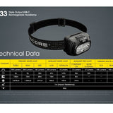 Nitecore NU33 USB-C Rechargeable LED Headlamp - 700 Lumens - Uses Built-in 2000mAh Li-ion battery Pack