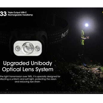 Nitecore NU33 USB-C Rechargeable LED Headlamp - 700 Lumens - Uses Built-in 2000mAh Li-ion battery Pack