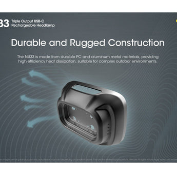 Nitecore NU33 USB-C Rechargeable LED Headlamp - 700 Lumens - Uses Built-in 2000mAh Li-ion battery Pack