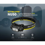 Nitecore NU50 USB-C Rechargeable LED Headlamp - 1400 Lumens - Uses Built-in 4000mAh Li-ion Battery Pack