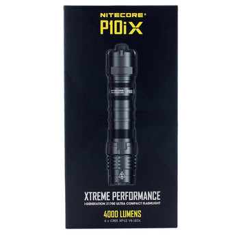 Nitecore P10iX USB-C Rechargeable LED Flashlight - 4000 Lumens - 4 x CREE XP-L2 V6 - Includes 1 x 21700 and NTH10 Holster