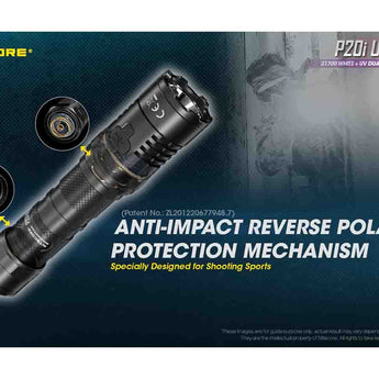 Nitecore P20i UV USB-C Rechargeable LED Flashlight - 1800 Lumens - Luminus SST-40-W - 320mW UV - Includes 1 x 21700 and NTH20 Holster