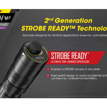 Nitecore P20 UV V2 Dual Output Tactical LED Flashlight - 1000 Lumens - 320mW UV Beam - CREE XP-L2 V6 - Uses 1 x 18650 or 2 x CR123A or 2 x RCR123A