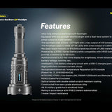 Nitecore P35i USB-C Rechargeable Dual Beam LEP Flashlight - 6 x CREE XP-G3 and 1 x LEP - 3000 Lumens - Includes 1 x 21700