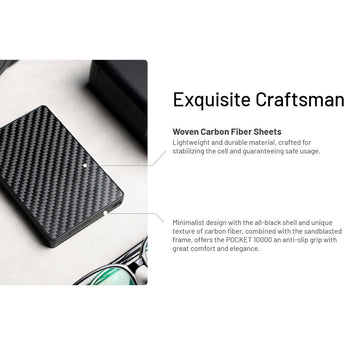 Nitecore POCKET10000 Carbon Fiber 10000mAh Li-ion Power Bank with Built-in USB-C Cable