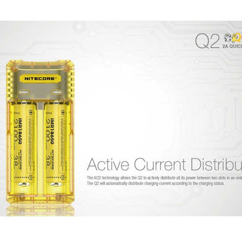 Nitecore Q2 2-Bay Quick Charger for Li-Ion, IMR Batteries - Comes in a Variety of Colors