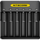 Nitecore Q6 6 Bay Battery Charger for Li-Ion, IMR Batteries - 2A Output - Fits 10440, 14500, 16500, 16340, 17500, 17650, 17670, 18350, 18490, 18500, 18650, 20700, 21700, 22650, 26500, 26650, and more