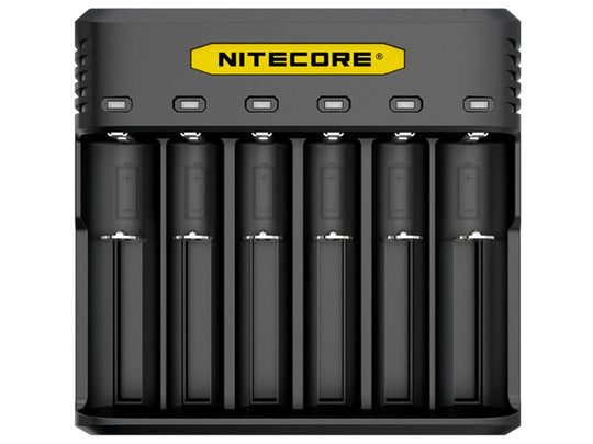 Nitecore Q6 6 Bay Battery Charger for Li-Ion, IMR Batteries - 2A Output - Fits 10440, 14500, 16500, 16340, 17500, 17650, 17670, 18350, 18490, 18500, 18650, 20700, 21700, 22650, 26500, 26650, and more