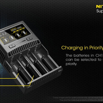 Nitecore Superb Charger SC4 4-Channel Selectable Current Smart Battery Charger for Li-ion, Ni-Cd, NiMH Batteries, and USB Devices