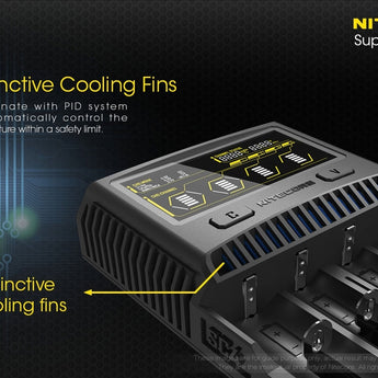 Nitecore Superb Charger SC4 4-Channel Selectable Current Smart Battery Charger for Li-ion, Ni-Cd, NiMH Batteries, and USB Devices