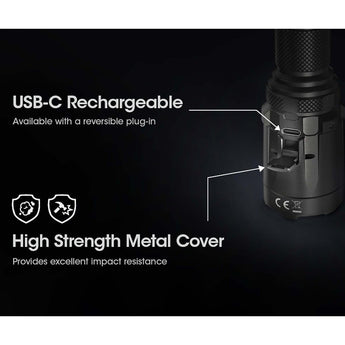 Nitecore SRT7i USB-C Rechargeable LED Flashlight - Includes 1 x 21700