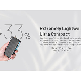 Nitecore Summit 20000 Low Temperature Resistant Carbon Fiber Li-ion Powerbank - 20000mAh - Includes 1 x USB-C Charging Cable