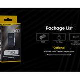 Nitecore TINI 3 USB-C Rechargeable LED Keylight - 600 Lumens - NiteLab MCT UHE - Uses Built-in 330mAh Li-ion Battery Pack - Black, Gray, or Orange