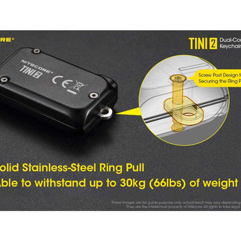 Nitecore TINI-2 Dual-Core USB-C Rechargeable LED Keychain Flashlight - 500 Lumens - 2 x OSRAM P8 - Uses Built-In 280mAh Li-ion Battery Pack - Aluminum Alloy, Stainless Steel, or Titanium - Black or Gray