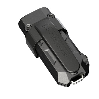 Black Nitecore Tip 3 flashlight on a white background