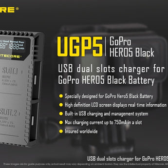 Nitecore UGP5 Intelligent USB Charger for GoPro Hero 5 Black Batteries