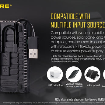 Nitecore UGP5 Intelligent USB Charger for GoPro Hero 5 Black Batteries