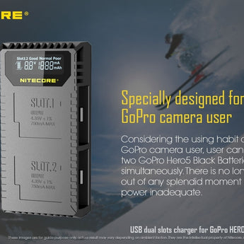 Nitecore UGP5 Intelligent USB Charger for GoPro Hero 5 Black Batteries