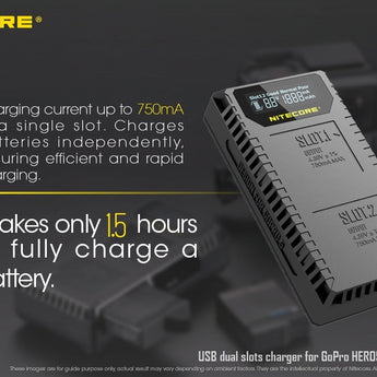 Nitecore UGP5 Intelligent USB Charger for GoPro Hero 5 Black Batteries