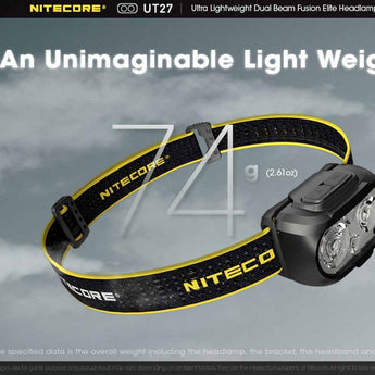 Nitecore UT27 Dual Beam Fusion Elite LED Headlamp - 520 Lumens - CREE XP-G3 S3 - Includes USB-C Rechargeable HLB-1300 Battery Pack