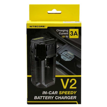 Nitecore V2 Smart Battery Car Charger for Li-Ion, IMR, Ni-MH and Ni-Cd Batteries - Includes DC Cable