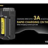 Nitecore V2 Smart Battery Car Charger for Li-Ion, IMR, Ni-MH and Ni-Cd Batteries - Includes DC Cable