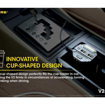 Nitecore V2 Smart Battery Car Charger for Li-Ion, IMR, Ni-MH and Ni-Cd Batteries - Includes DC Cable