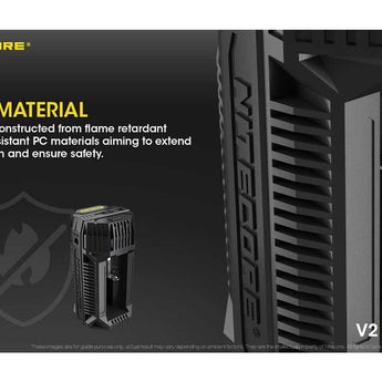 Nitecore V2 Smart Battery Car Charger for Li-Ion, IMR, Ni-MH and Ni-Cd Batteries - Includes DC Cable