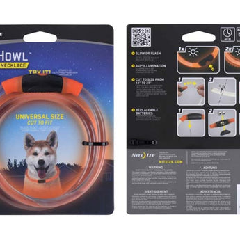 Nite Ize NiteHowl LED Safety Necklace for Pets - Cut to Fit 12 to 27-Inch - Orange, Blue, Red, Tie Dye Pink, or Green - L1154 Batteries Included