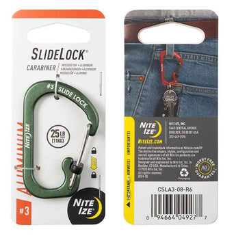 Nite Ize SlideLock Carabiner - Aluminum with Slide-to-Lock Design - #3 - Multiple Colors