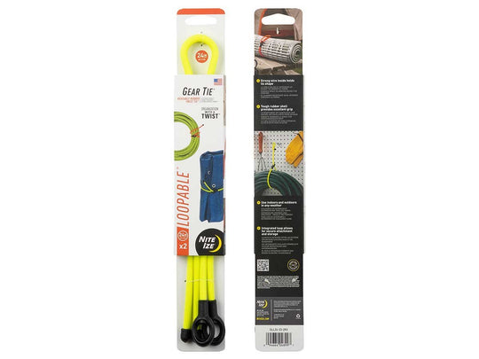 NiteIze Gear Tie Loopable Twist Tie 24 in. - 2 Pack - Neon Yellow