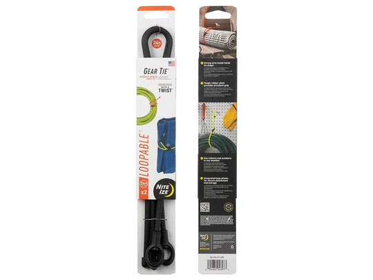 NiteIze Gear Tie Loopable Twist Tie 24 in. - 2 Pack - Black