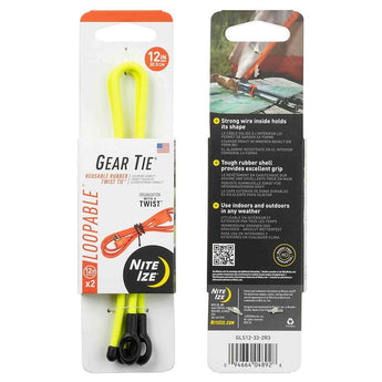 NiteIze Gear Tie Loopable Twist Tie 12 in. - 2 Pack - Neon Yellow
