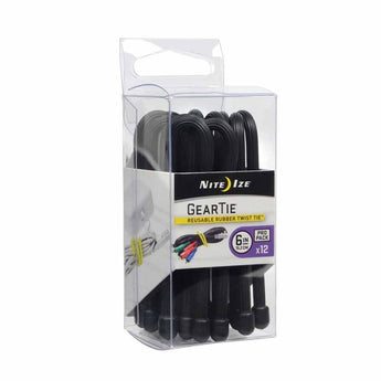 Nite Ize Gear Tie ProPack Reusable Rubber Twist Tie - 6-Inch - 12 Pack - Black (GTPP6-01-R8)