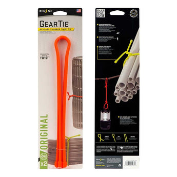 NiteIze Gear Tie Reusable Rubber Twist Tie 24 in. - 2 Pack - Coyote or Black or Bright Orange or Neon Yellow