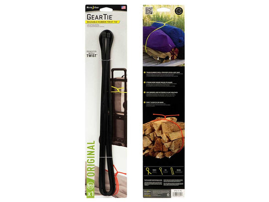 NiteIze Gear Tie Reusable Rubber Twist Tie 64 in. - Coyote or Black or Bright Orange or Neon Yellow