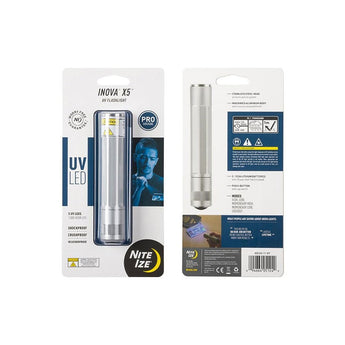 nite ize inova x5 uv flashlight packaging front and back