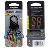 Nite Ize KeyRack Locker - Stainless Steel Carabiner with 6 x Polycarbonate S-Biner MicroLock Carabiner Clips - Black with Colorful Clips (KLKP-01-R3)