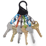 Nite Ize KeyRack Locker - Stainless Steel Carabiner with 6 x Polycarbonate S-Biner MicroLock Carabiner Clips - Black with Colorful Clips (KLKP-01-R3)