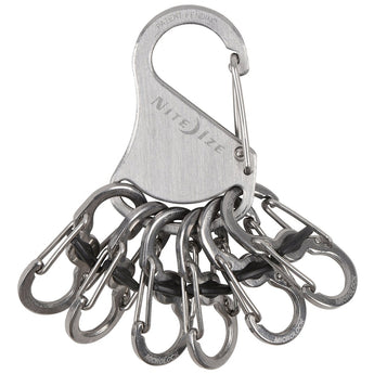 Nite Ize KeyRack Locker - Stainless Steel Carabiner with 6 x #0 S-Biner MicroLock Carabiner Clips - Silver (KLK-11-R3)