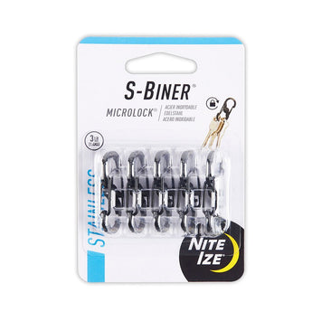 NiteIze S-Biner MicroLock Stainless Steel - 5 Pack - Black