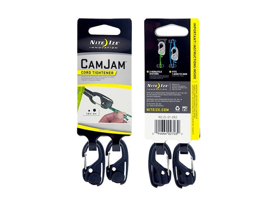 Nite Ize CamJam Cord Tightener - Small - 2 Pack - Black (NCJS-01-2R2)