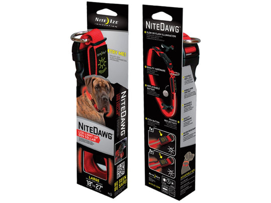 Nite Ize Dawg Illuminated Dog Collar - NND-03-10L - Red with Red LED - Large