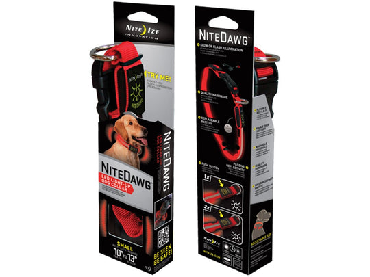 Nite Ize Dawg Illuminated Dog Collar - NND-03-10S - Red with Red LED - Small