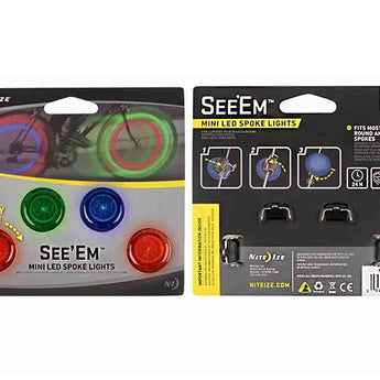 Nite Ize See'Em Mini LED Spoke Lights for Bicycle Wheels - Includes 4 x CR927 - 4 Pack - Assorted Colors (NSE-A1-4R3)