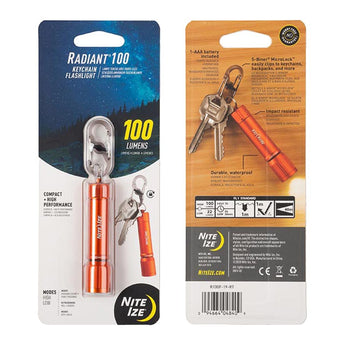 Nite Ize Radiant 100 Keychain Flashlight - 100 Lumens - Includes 1 x AAA - Blue or Olive