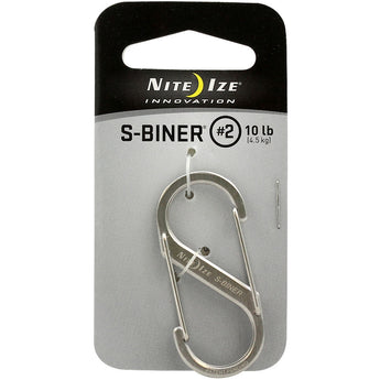 Nite Ize S-Biner - Stainless Steel Double-Gated Carabiner Clip - #2 - Black (SB2-03-01) or Stainless (SB2-03-11)
