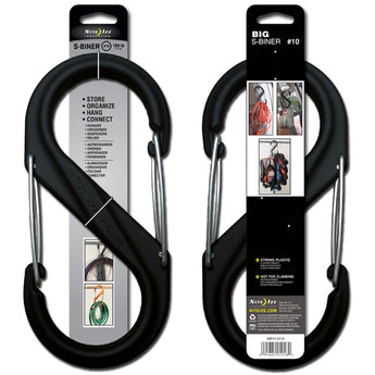 Nite Ize S-Biner - Plastic Double-Gated Carabiner Clip - #10 - Black with Black Gates (SBP10-03-01BG)