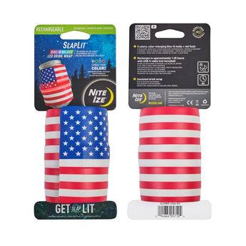 Nite Ize SlapLit Rechargeable LED Drink Wrap - USA or Red Color Options - Disc-O Select / USB-C Rechargeable or with 1 x Included CR2032